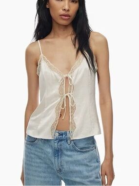Wilfred Ivory Lace-Trim Tie-Front Cami
